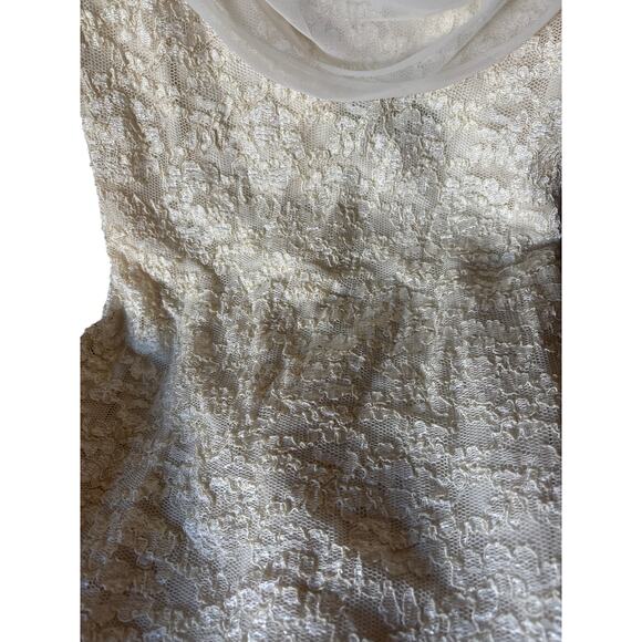 Vintage short wedding dress cowl neck drape lace - Picture 4 of 8